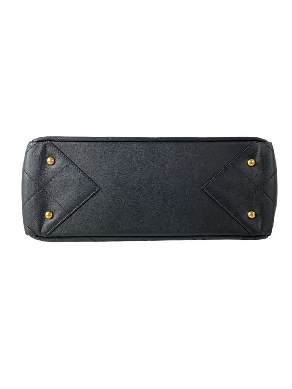 Chanel Tote Quilted Black Metal Vintage Gold